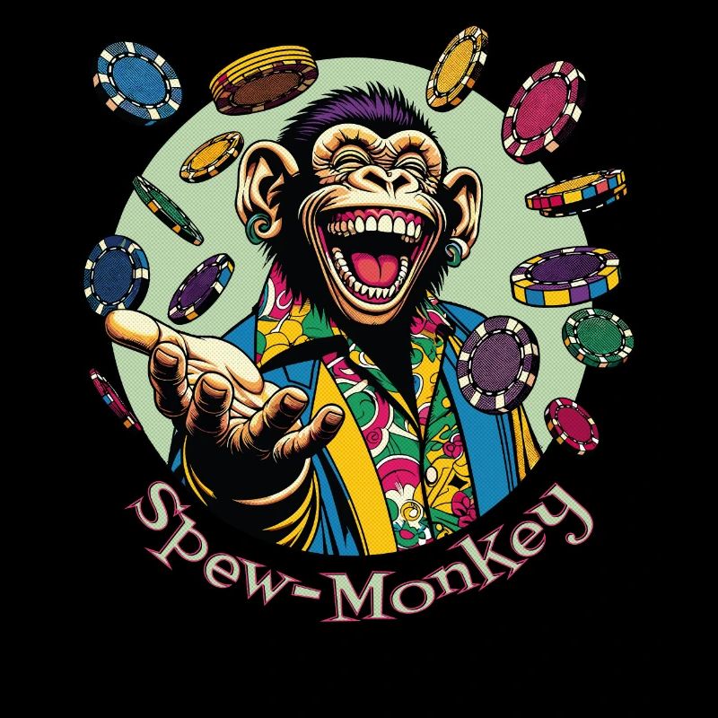 Fun Poker Design with Spew-Monkey Text