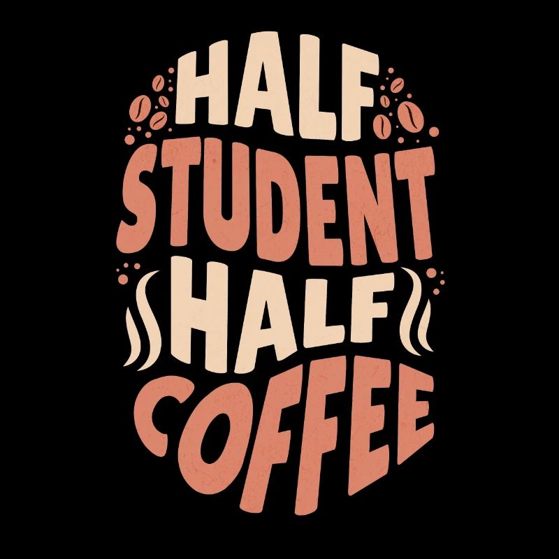 Lustiger Student, der Kaffee liebt, halb Student, halb