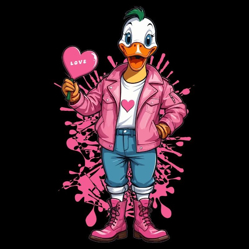 Punk duck with heart