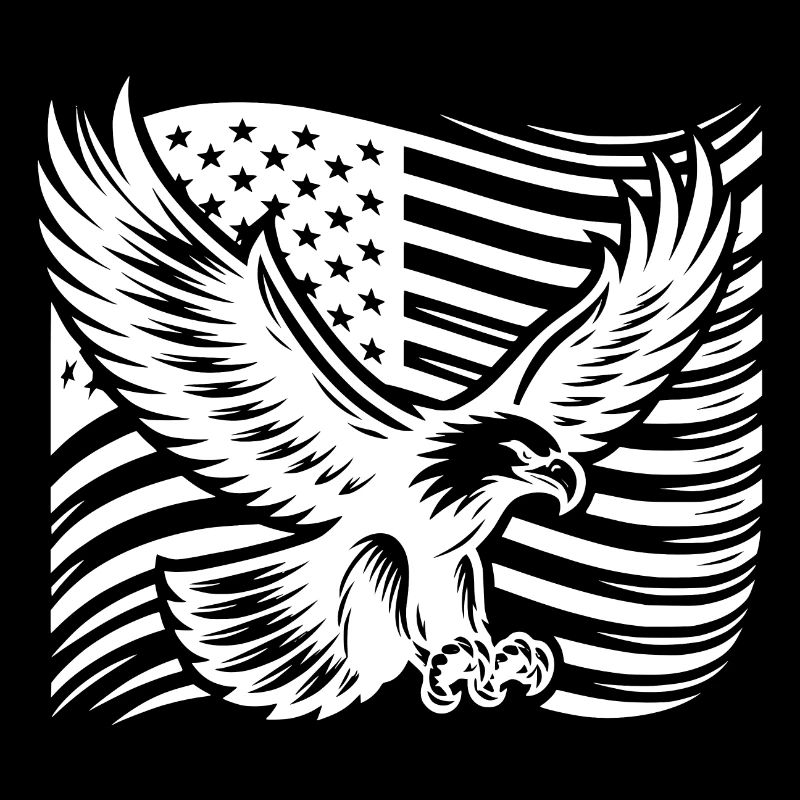 Grand aigle puissant devant le drapeau des États-Unis