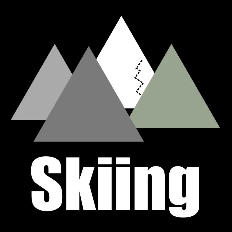 Logo de ski avec panorama de montagne; Montagne de ski