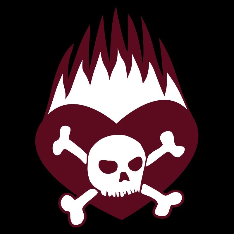 burning heart flame Skull fire