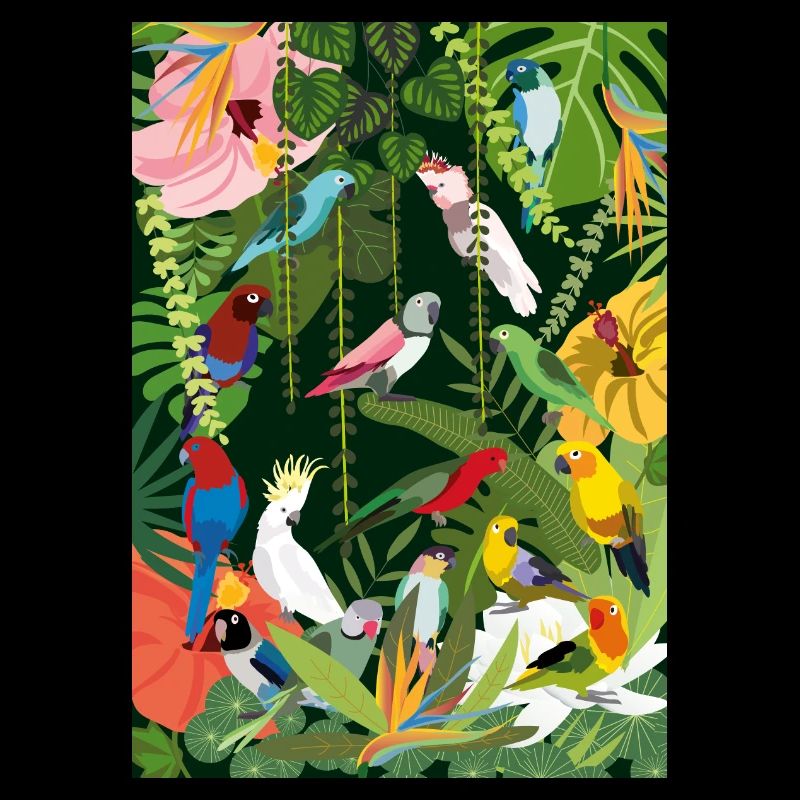Perroquets dans la jungle, illustration