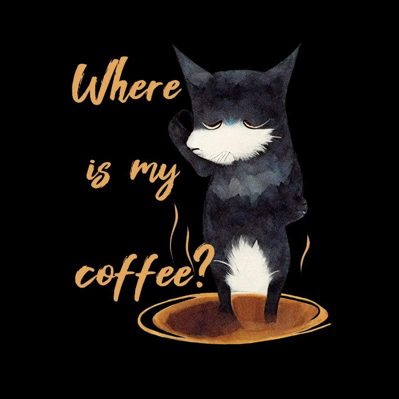 Où est mon café? Idée cadeau, chat, café