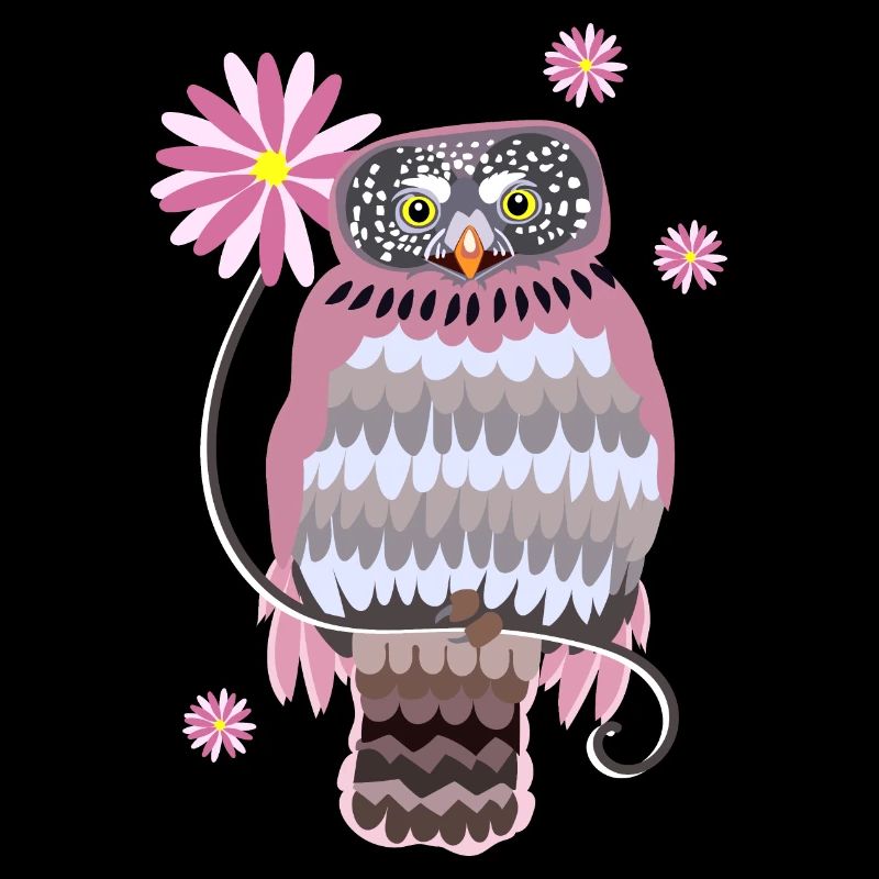 Eule mit Blumen