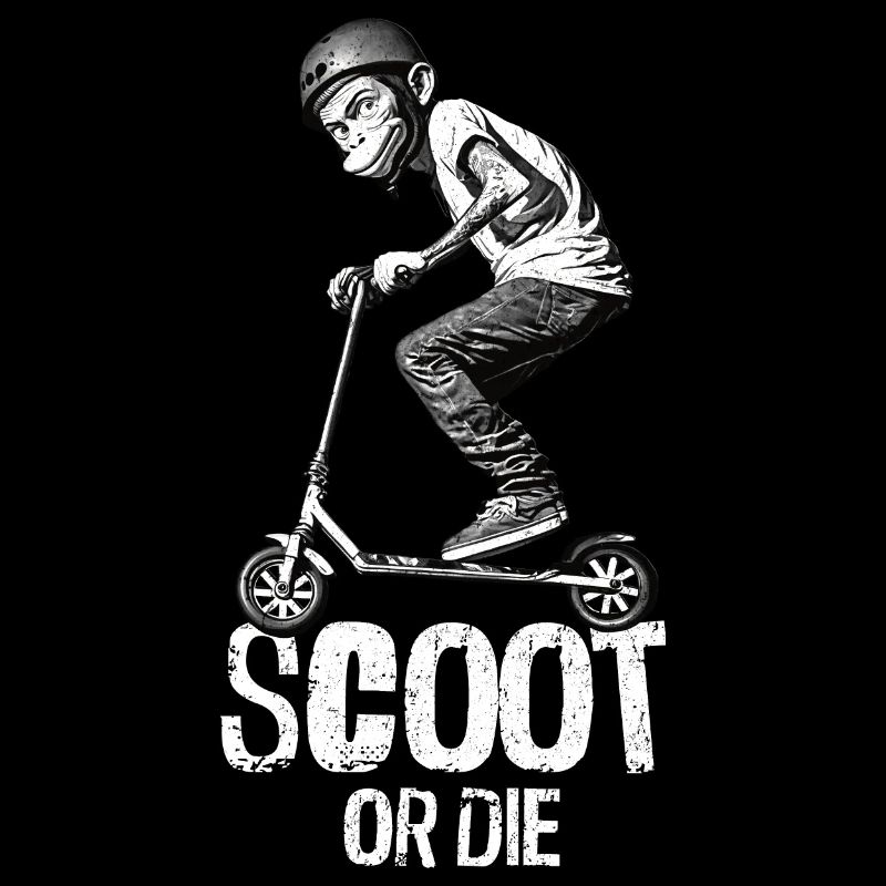 Stunt Scooter Affe macht Tricks