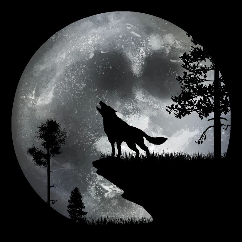 Loup au clair de lune