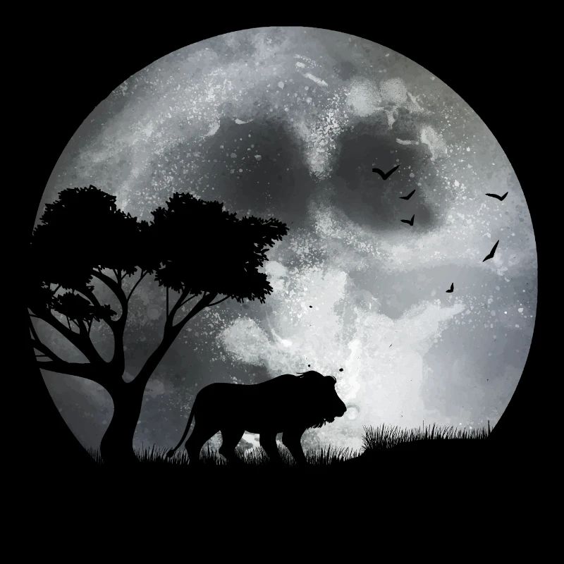 Lion au clair de lune