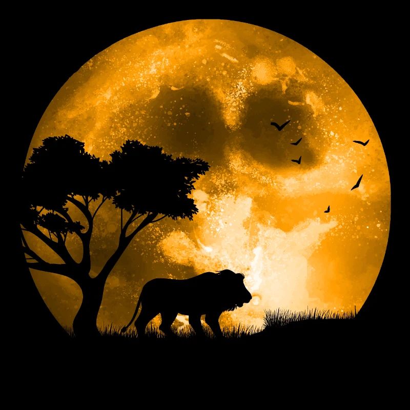 Lion Au Clair De Lune