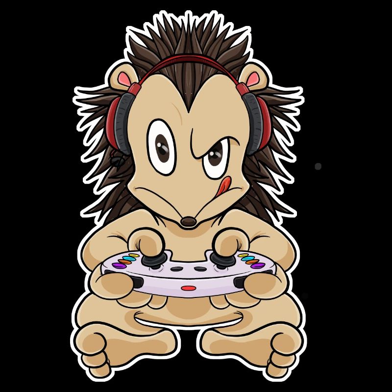 Hedgehog With Gaming Controller I Funny Gaming I