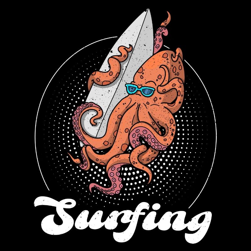 Surfboard Octopus Surfing Ocean Summer Vacation