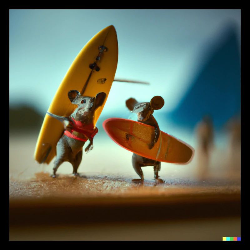 zwei mäuse mit surfboard surfen