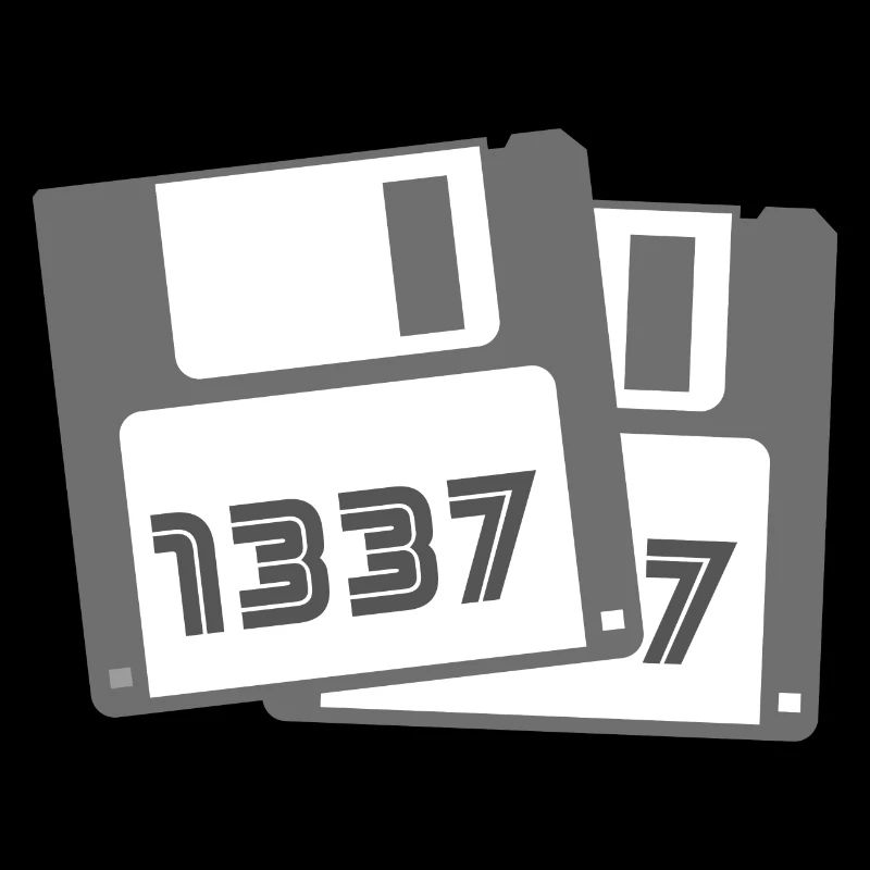 Leetspeak 1337 mit Disketten-Abbildungen - Retro