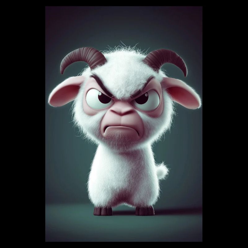 Grumpy Cartoon Goat Stare