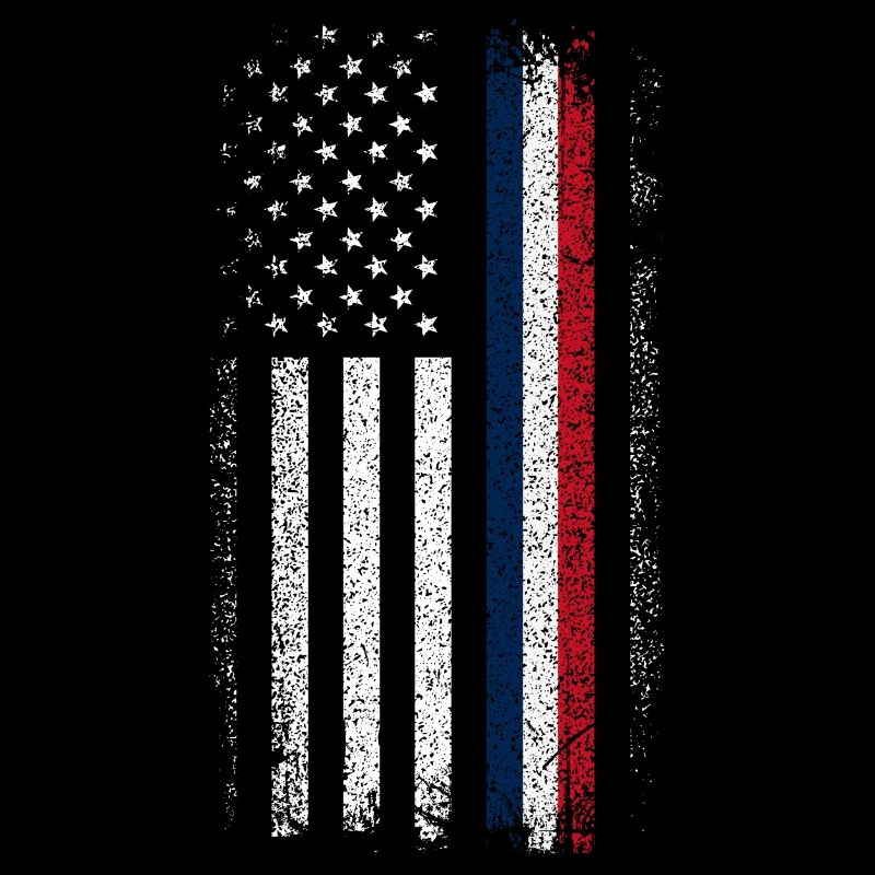 Distressed Flag: Blue Red Line