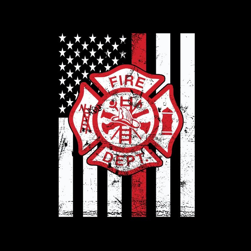 Red Line Thin Firefighter Fireman Firewomen Design