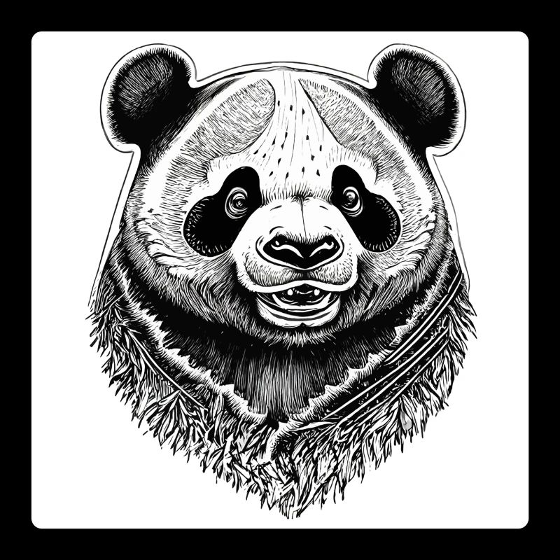 Schwarz-weiße Panda-Gravur