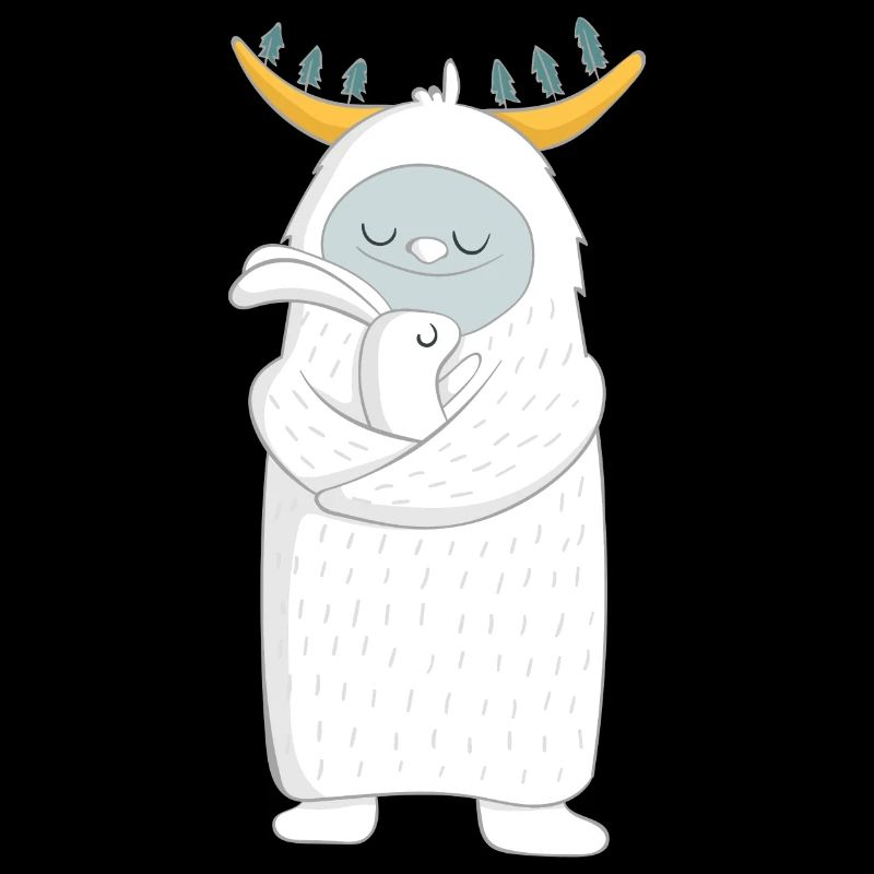 Yeti avec des lapins dans le bras