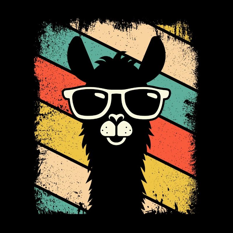 Rétro Lama Alpaga avec Lunettes de Soleil Lama Alpaka