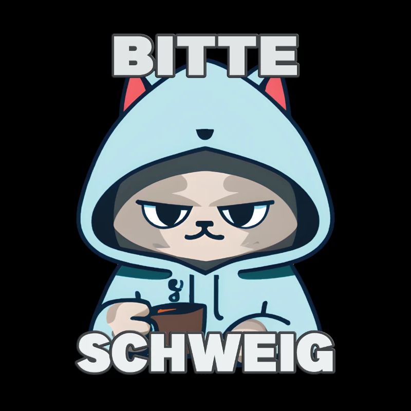 Bitte Schweig ! Kaffee Spruch Katzen T-Shirt