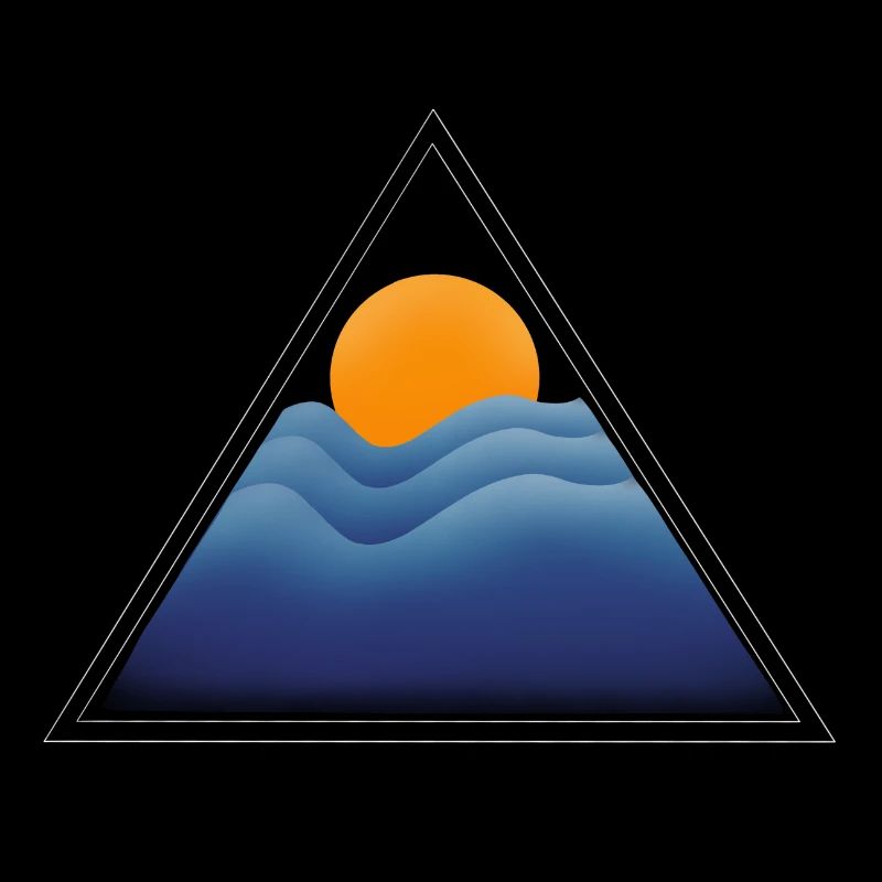 Triangle Soleil Mer Vagues Minimalistes Océan