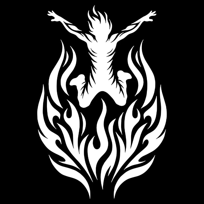 Man in flames jumping over the fire