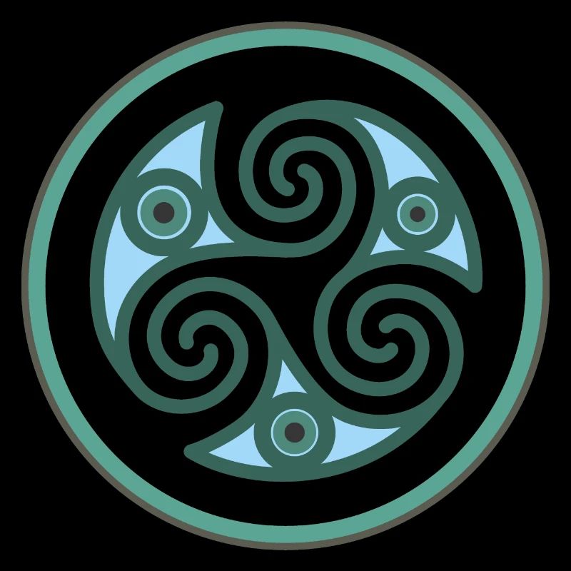 Spirale celtique trisque en vert bleu