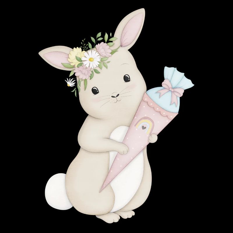 cute rabbit with school bag
