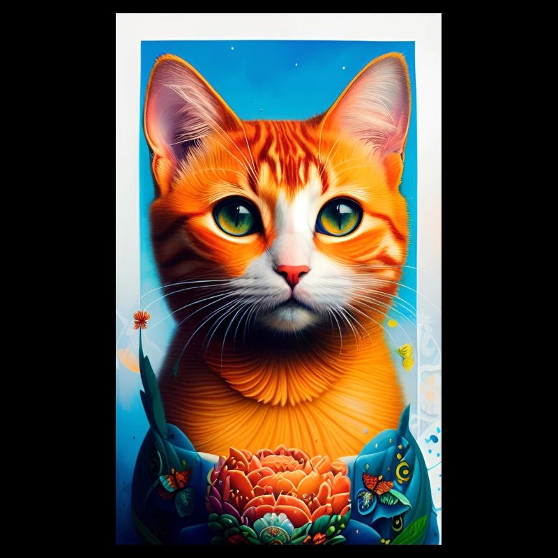 Peinture de chat orange