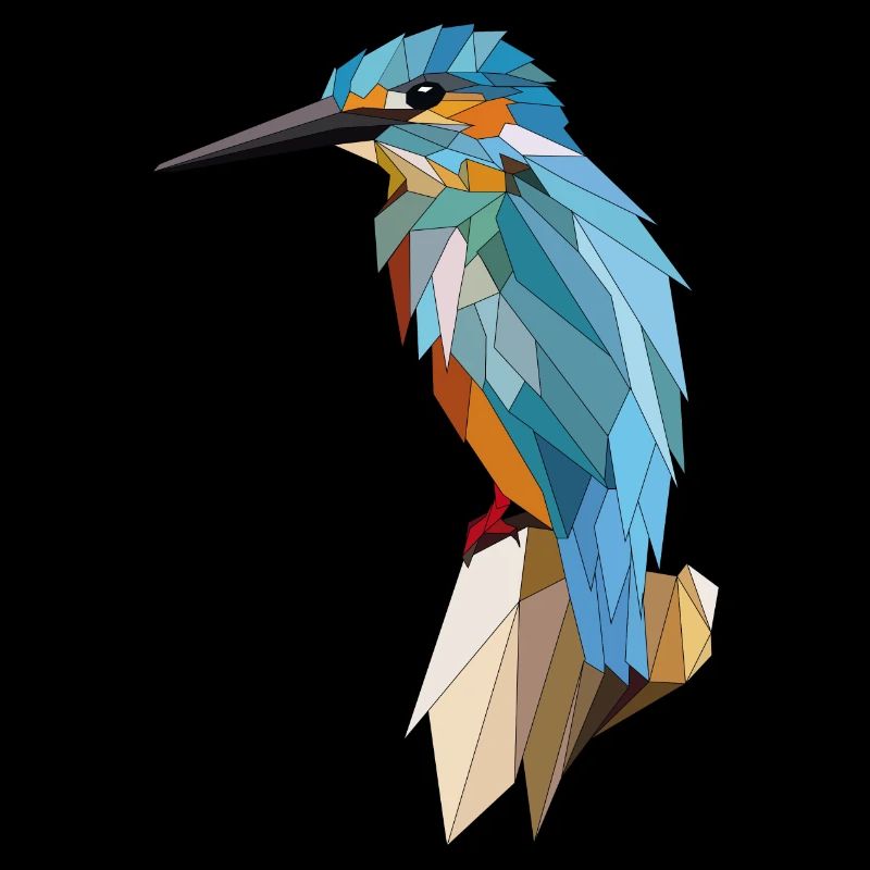 Kingfisher Polygon Grid Graphic