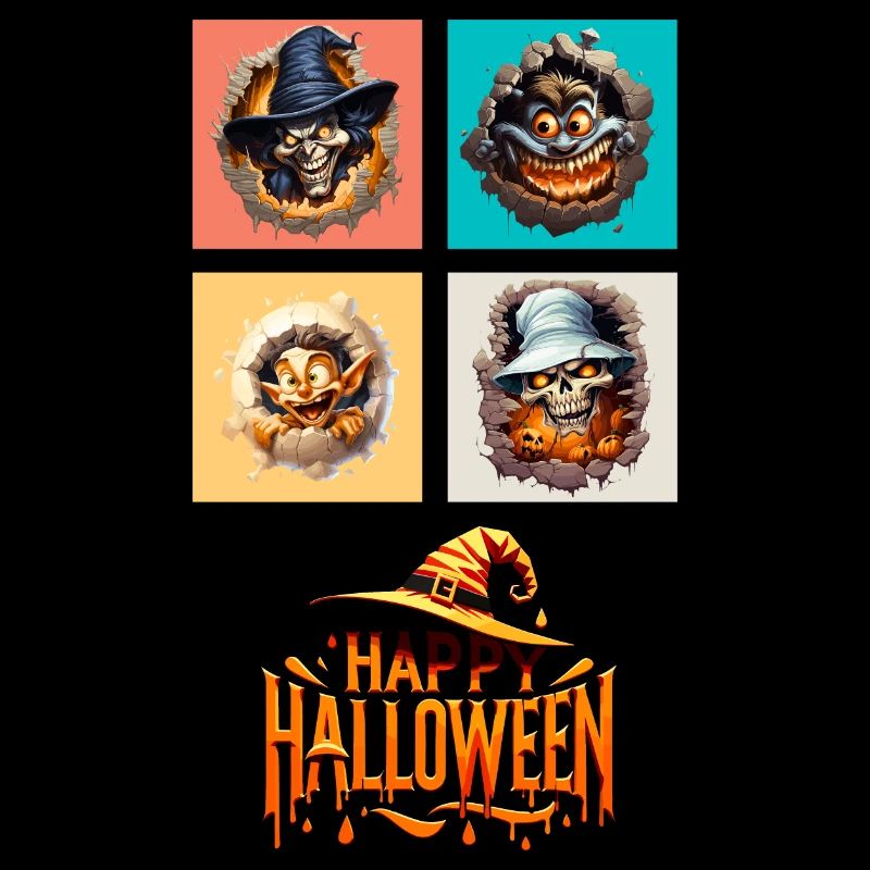 Break Free: Dynamic Halloween Quad on Premium Tees