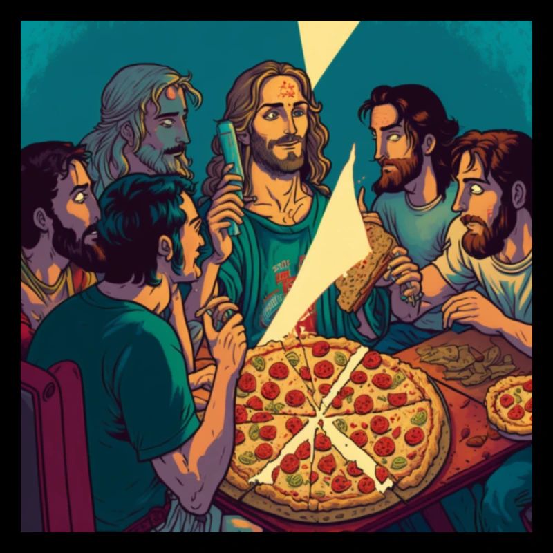 armilom Jesus eating pizza with the apostles