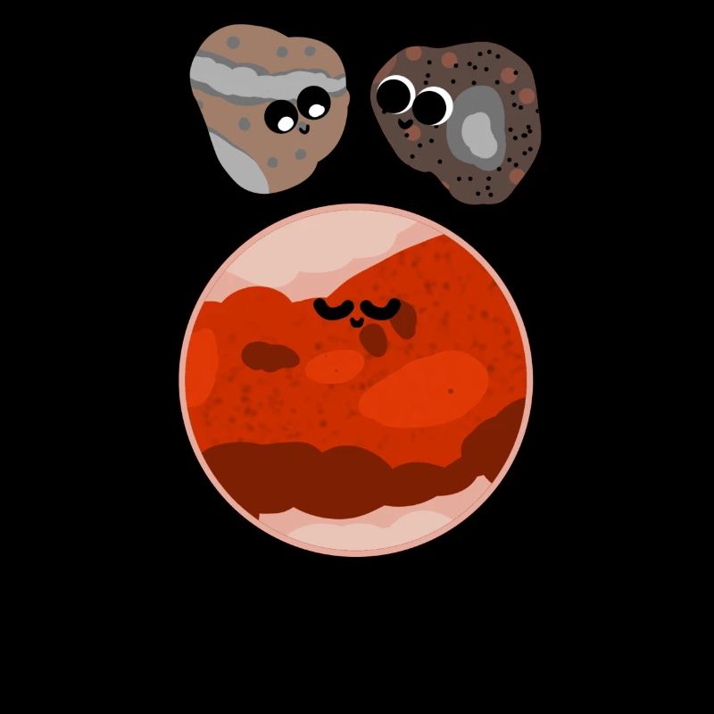 Der Mars mit seinen Monden in niedlich!