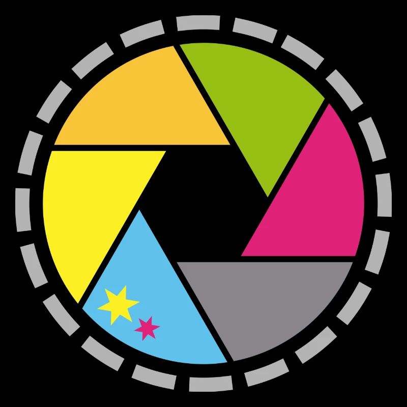 Objektiv Blende in Hippie Farben
