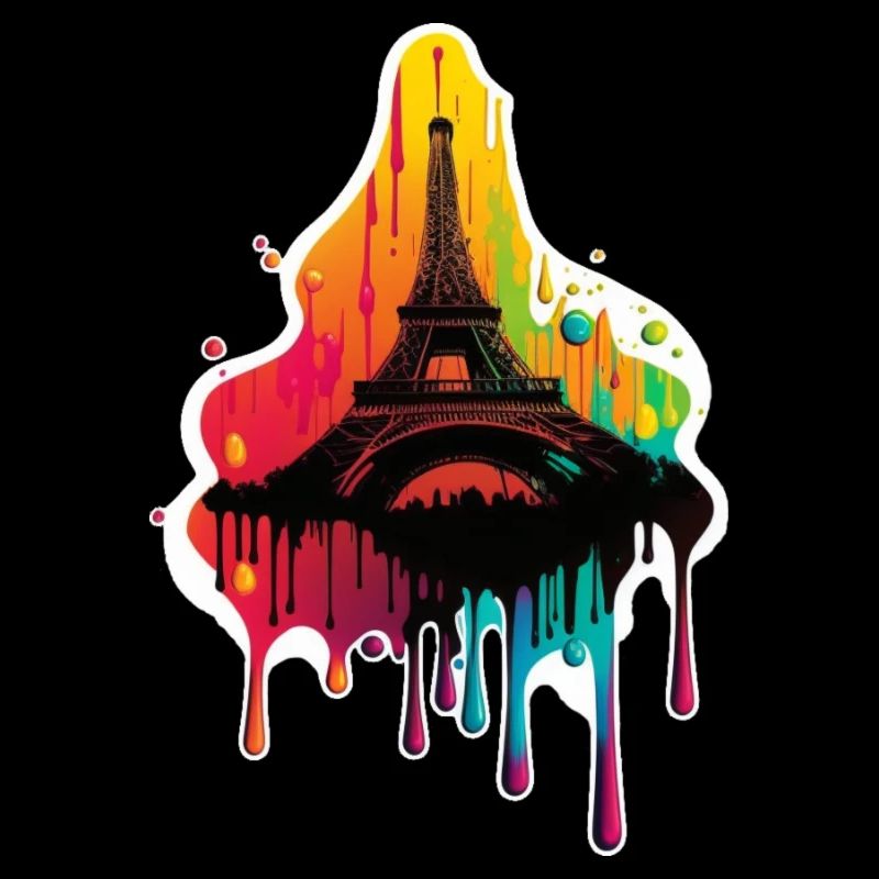 Colorful Drip Design Eiffel Tower