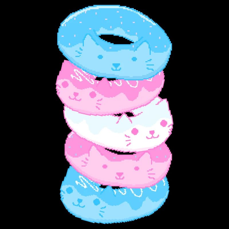 Trans Pride Cat 8-Bit Pixel Donut Stack Trans
