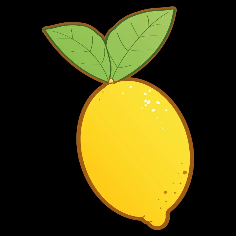Mignon dessin d'un citron jaune avec feuille