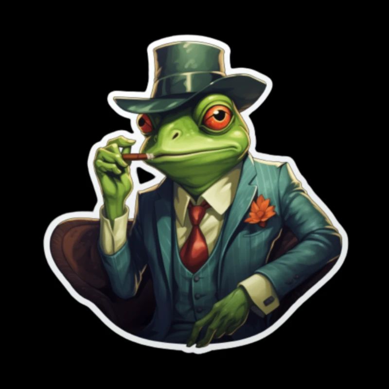 grenouille mafieuse tenant une cigarette