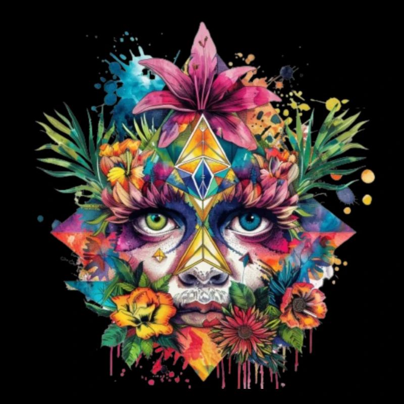 Crypto BTC ETH Bitcoin Art Face Coloré