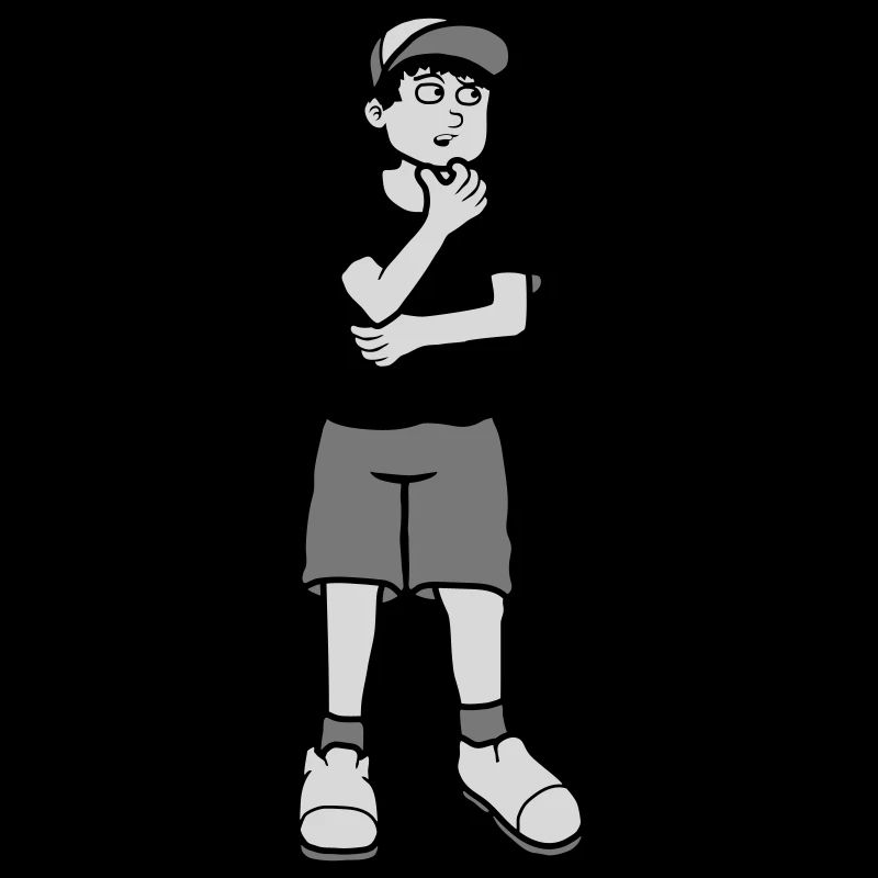 Junge überlegt Pose
