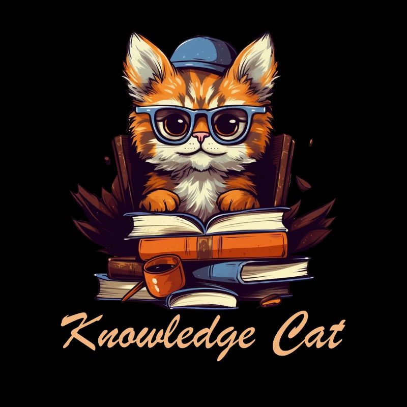 Chat avec beaucoup de livres et de lettrage