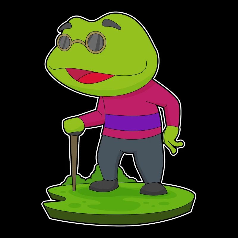 Bâton de marche de retraité grenouille