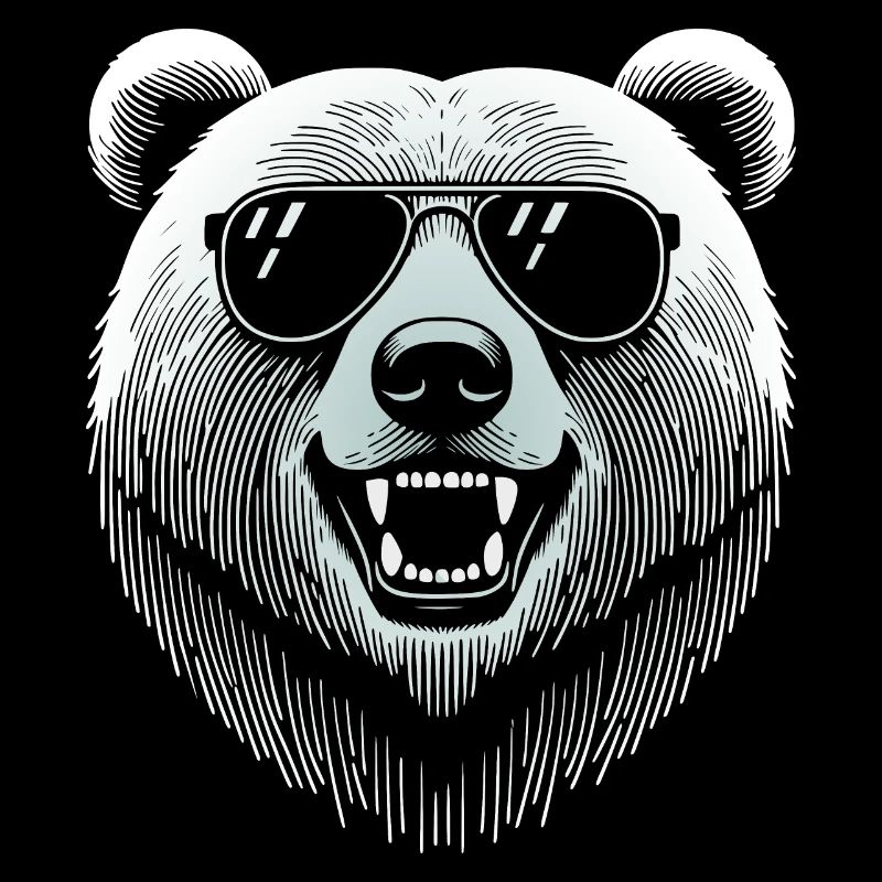 Cool bear head with sunglasses