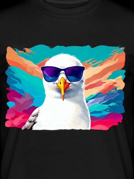 Funny seagull with sunglasses