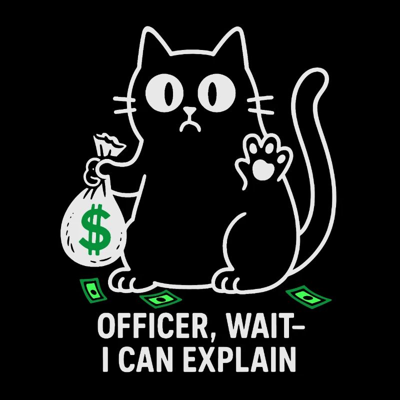 Drôle de chat avec de l’argent - Officier Attends, je peux expliquer