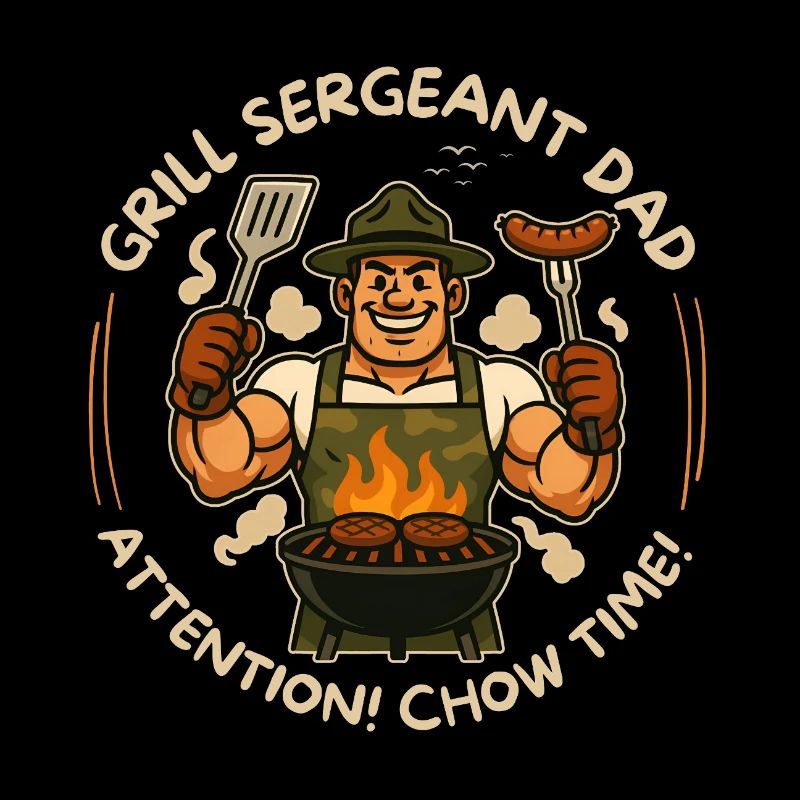 Muscle Grill Sergeant BBQ Lover Dad Chow Time
