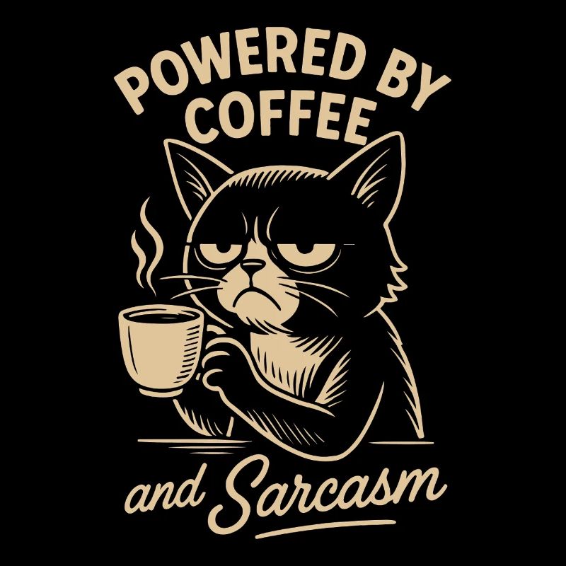 Propulsé par le café et le sarcasme Cat Design