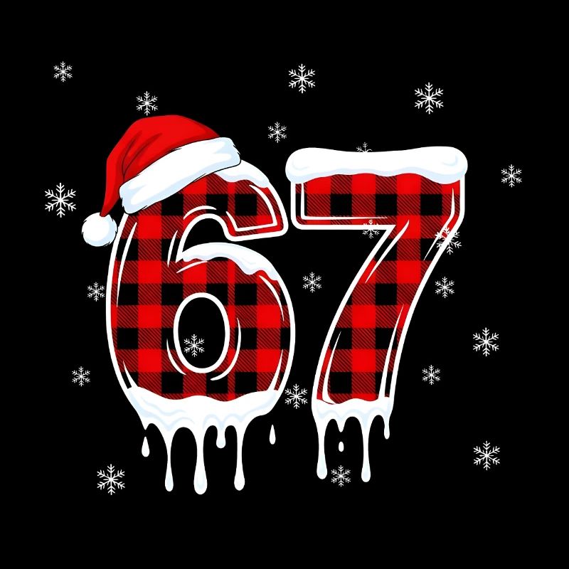 Six Seven 6 7 Meme Plaid Design avec le Chapeau du Père Noël
