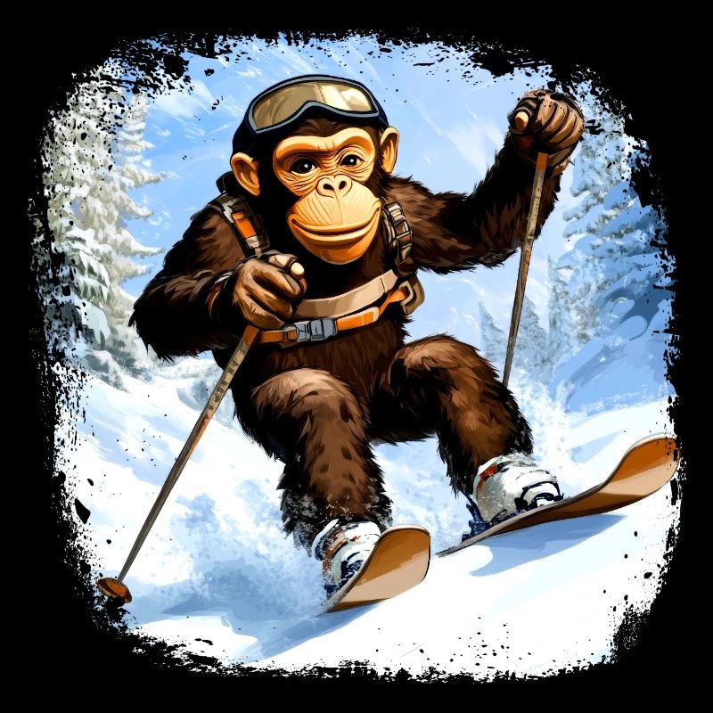 Affen Ski / Skifahrer Affe