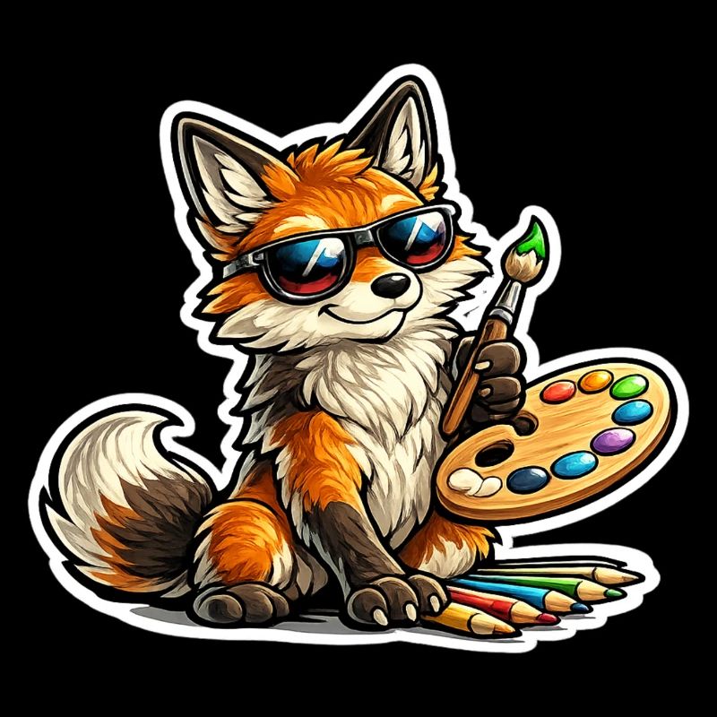 Frecher Fuchs Maler mit Palette